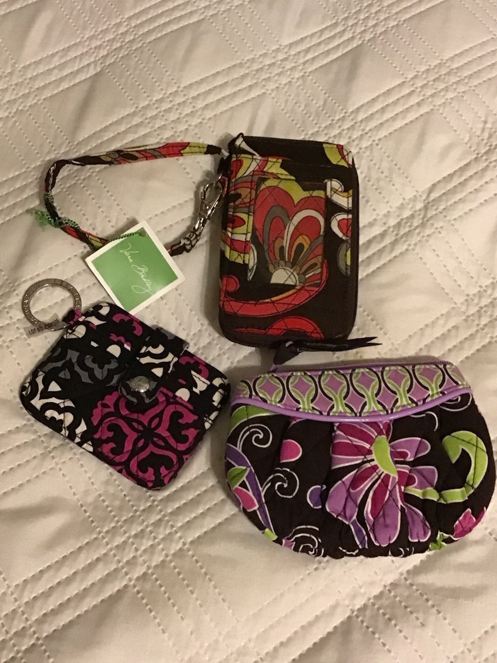 Bundles Vera Bradley Brown Floral Wallet, Coin Purse & Key Pouch Set -